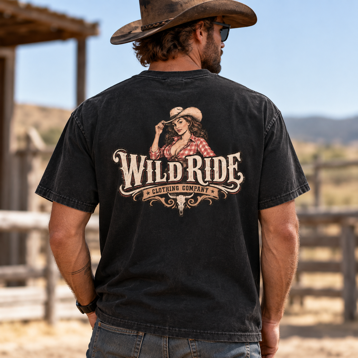 Cowgirl hat tip Vintage Wash Distressed T- Shirt