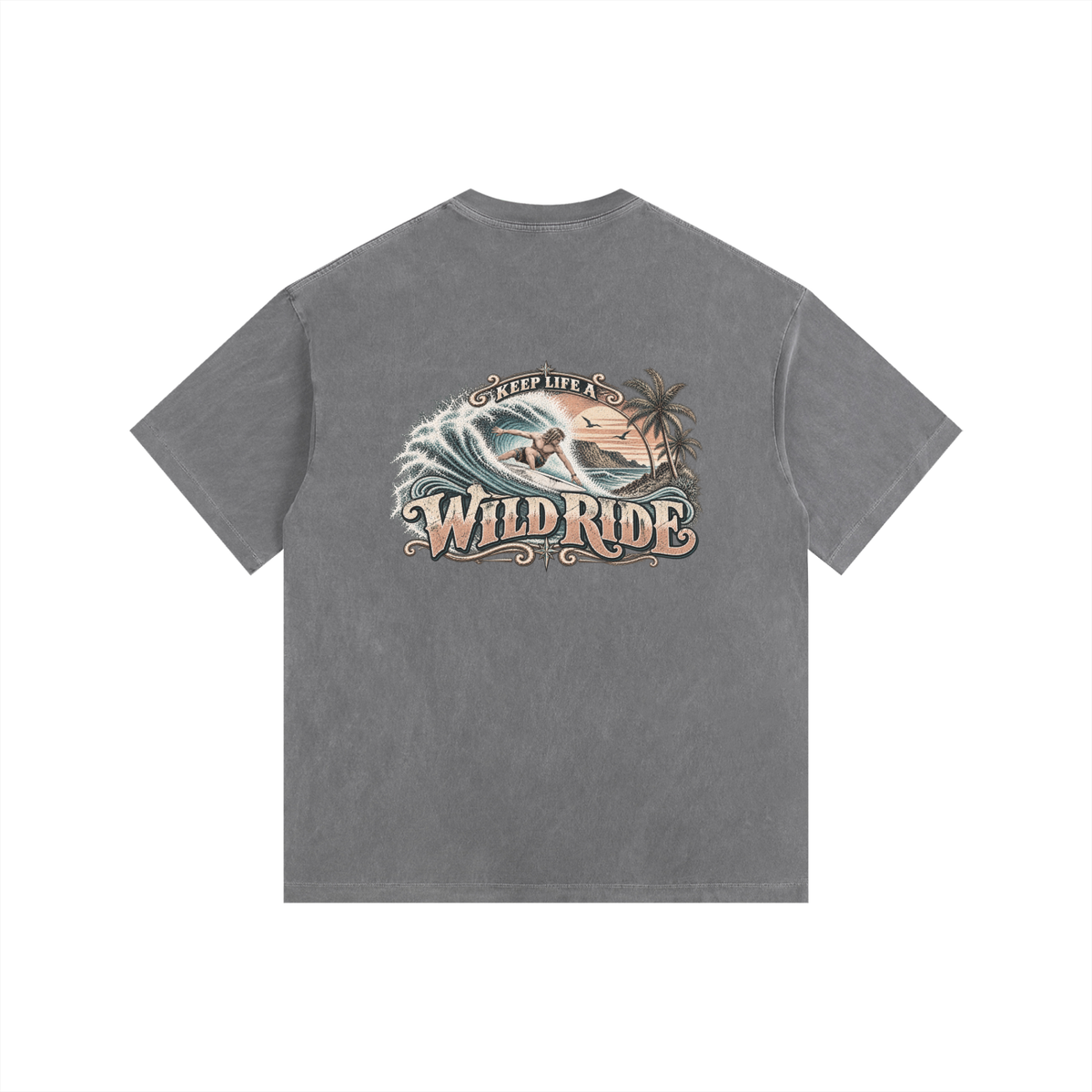 Surf side -Vintage Washed Oversized Cotton T-Shirt
